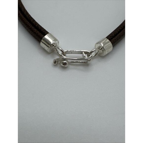 950 Sterling Silver Brown Leather Bracelet Tree Of Life Charm - Picture 4 of 6